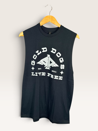 Gold Dogs Live Free Chop Shop Simple Muscle Tank