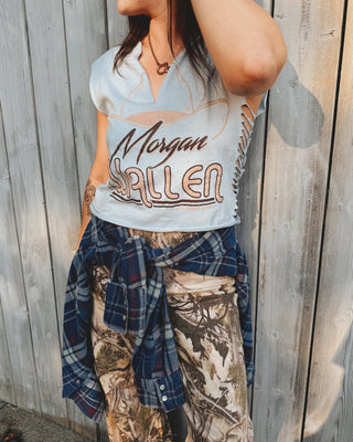 Morgan Wallen V-Neck Muscle Tank Chop Shop Crop Top