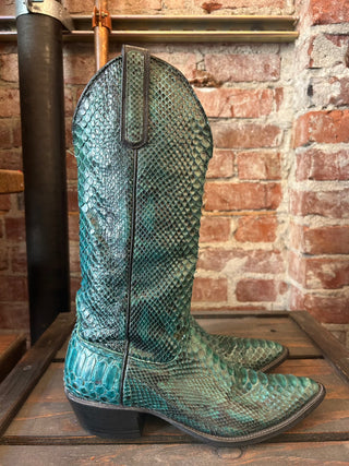 Custom Made Emerald Green Genuine Snakeskin Cowboy Boots