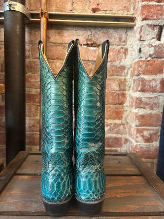 Custom Made Emerald Green Genuine Snakeskin Cowboy Boots