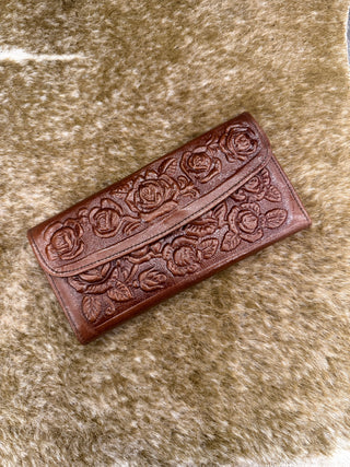 Tooled Floral Leather Wallet