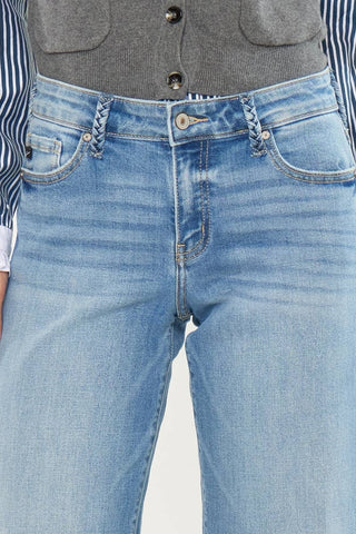 Kenny Mid Rise Cropped Wide Leg Jeans