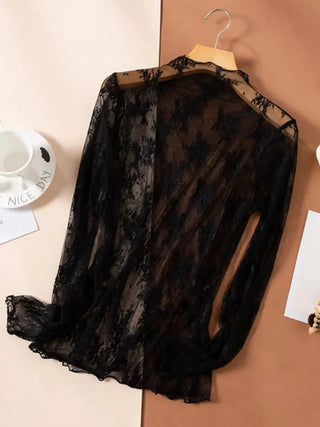 Sheer Lace Long-Sleeve Top