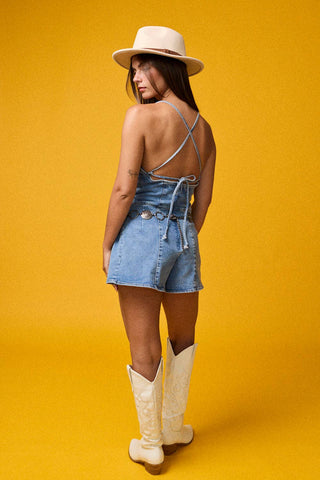 Why Not Me Denim Romper