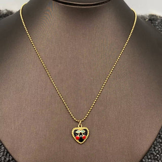 Good Luck Heart Cherry Necklace