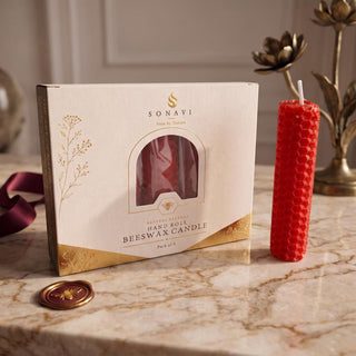 Red Beeswax Candlestick