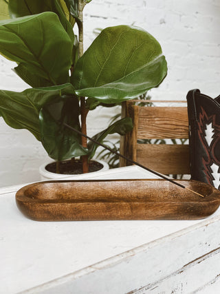 Wood Boat Incense Stick Burner