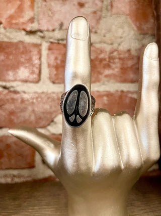 Peace Sign Biker Ring